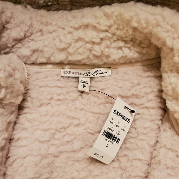Express Cream Sherpa Zip Sweatshirt - Picture 5 of 6